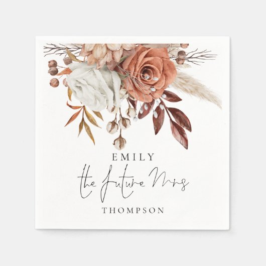 Rustic Terracotta Florals The Future Mrs. Serviette (Vorderseite)