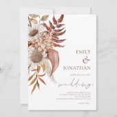 Rustic Terracotta Florals Wedding Einladung (Vorderseite)