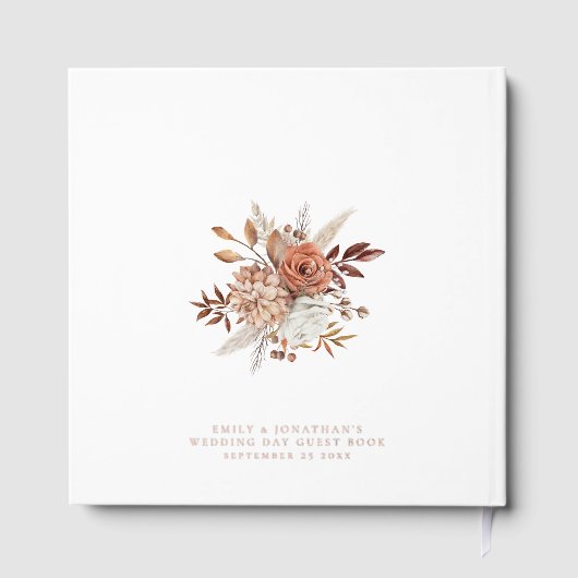 Rustic Terracotta Florals Wedding Gästebuch (Rückseite)