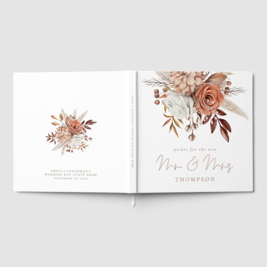 Rustic Terracotta Florals Wedding Gästebuch (Voll)