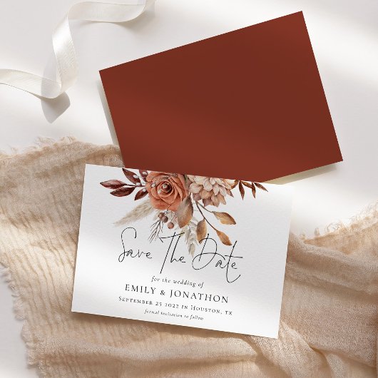 Rustic Terracotta Florals Wedding Save The Date