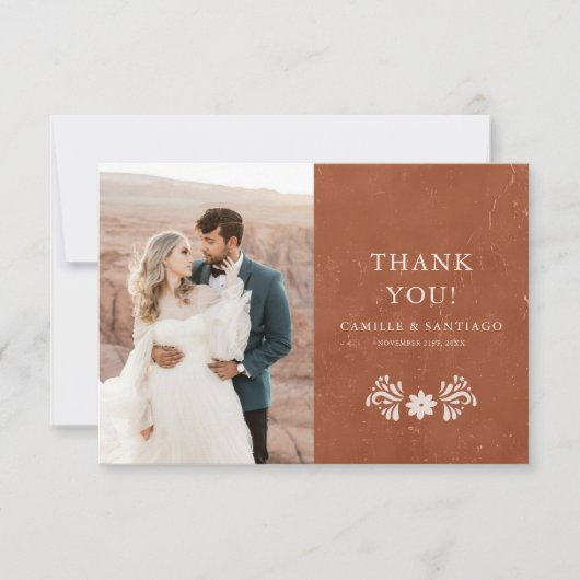 Rustic Terracotta Foto Danke Karte (Vorderseite)