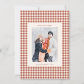 Rustic Terracotta Gingham Plaid Christmas Photo Feiertagskarte (Vorderseite)