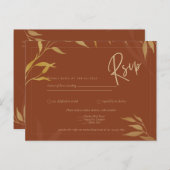 Rustic Terracotta GOLD Blätter Overlay Wedding RSV Postkarte (Vorne/Hinten)