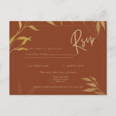 Rustic Terracotta GOLD Blätter Overlay Wedding RSV Postkarte (Vorderseite)