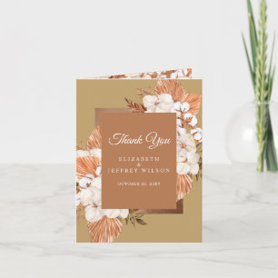 Rustic Terracotta Gold Boho Pampas Danke Karte