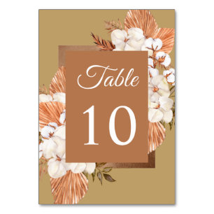 Rustic Terracotta Gold Boho Pampas Wedding Tischnummer