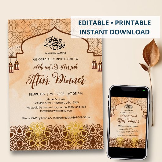 Rustic Terracotta Mandala Ramadan Iftar Dinner Einladung