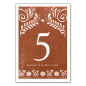 Rustic Terracotta Mexican Wedding Tischnummer (Vorderseite)