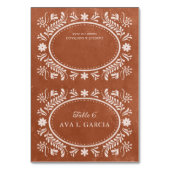 Rustic Terracotta Mexican Wedding Tischnummer (Vorderseite)