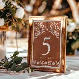 Rustic Terracotta Mexican Wedding Tischnummer