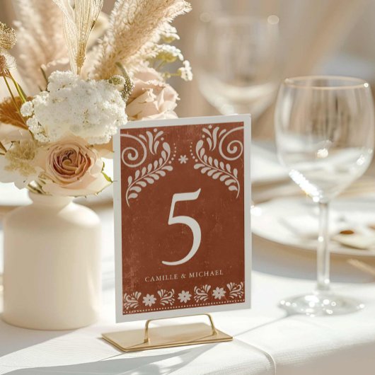 Rustic Terracotta Mexican Wedding Tischnummer