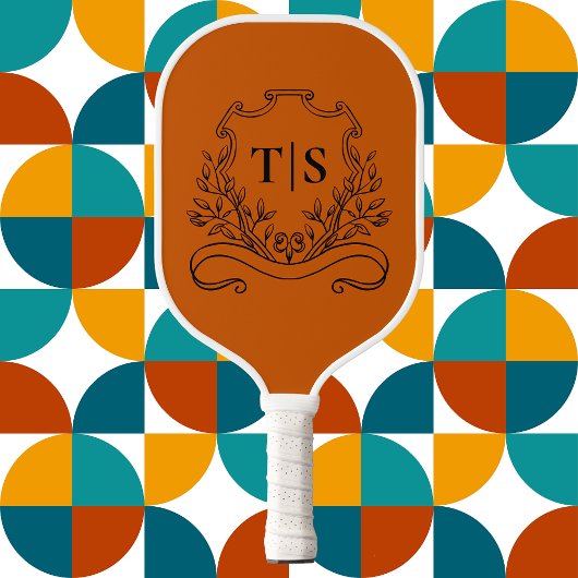 Rustic Terracotta Monogram Initial Classic Pickleball Schläger