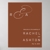 Rustic Terracotta Monogram Wedding Welcome Sign Poster (Vorne)