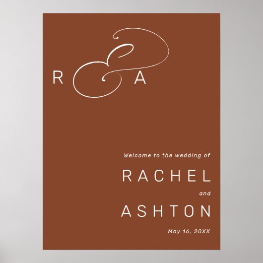 Rustic Terracotta Monogram Wedding Welcome Sign Poster (Vorne)