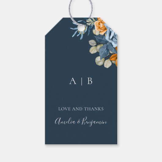 Rustic Terracotta Navy Blauer Rost Vielen Dank für Geschenkanhänger (Vorderseite)