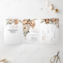 Rustic Terracotta Pampas Boho Floral Fall Wedding