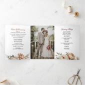 Rustic Terracotta Pampas Boho Floral Fall Wedding Dreifach-gefaltete Programmkarte (Innenseite)