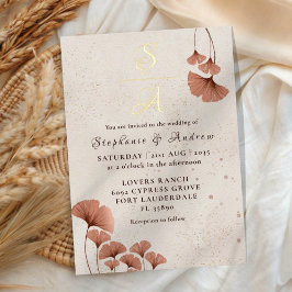 Rustic Terracotta & Real Gold Monogram Wedding Folieneinladung