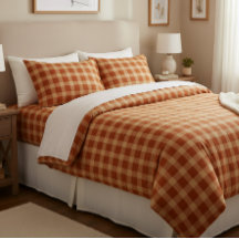 Rustic Terracotta & Tan Plaid Farmhouse Check