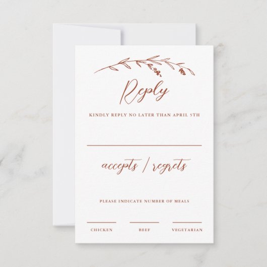 Rustic Terracotta Wildblume Wedding RSVP Card Karte (Vorderseite)