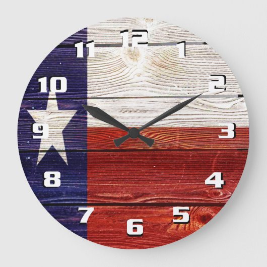 Rustic Texas Flag on wood texture printed Große Wanduhr (Vorderseite)