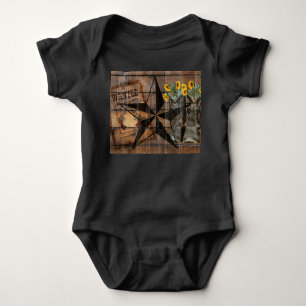 Rustic Texas Star Western Pistol Cowboy Boots Baby Strampler