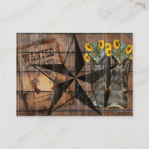 Rustic Texas Star Western Pistol Cowboy Boots Begleitkarte