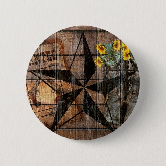 Rustic Texas Star Western Pistol Cowboy Boots Button (Vorderseite)