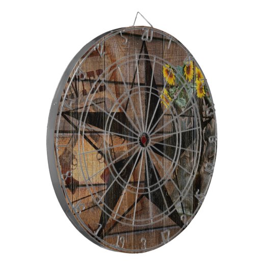 Rustic Texas Star Western Pistol Cowboy Boots Dartscheibe (Vorderseite Links)