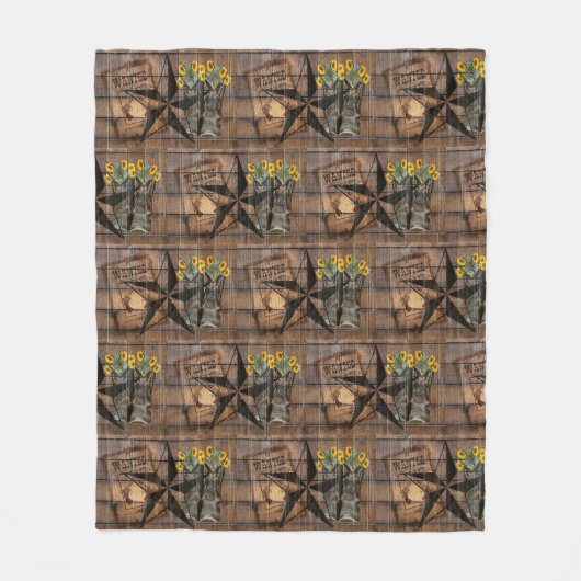 Rustic Texas Star Western Pistol Cowboy Boots Fleecedecke (Vorderseite)