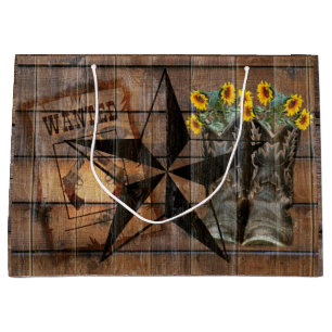 Rustic Texas Star Western Pistol Cowboy Boots Große Geschenktüte