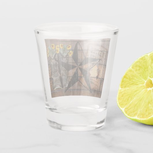 Rustic Texas Star Western Pistol Cowboy Boots Schnapsglas (Rückseite)