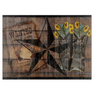 Rustic Texas Star Western Pistol Cowboy Boots Schneidebrett