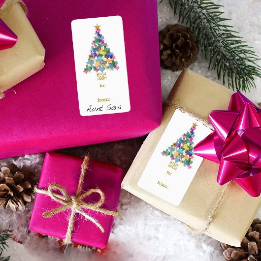 Rustic Texas Weihnachtsbaum Geschenkmarke Etikett Adressaufkleber