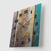 Rustic Texture With Flaking Paint On Rusty Metal Quadratische Wanduhr (Winkel)