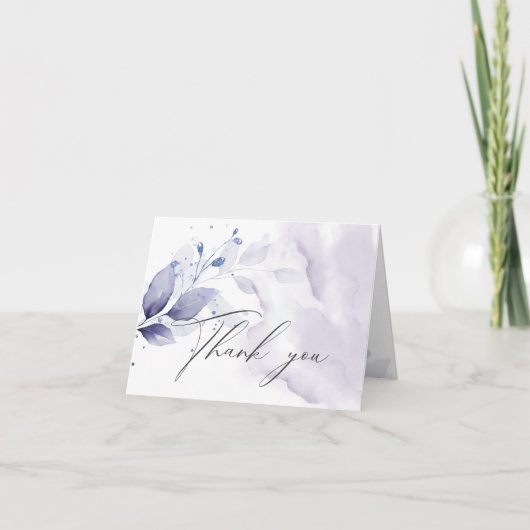 Rustic Thank You Amethyst Watercolor Foliage Dankeskarte (Vorderseite)