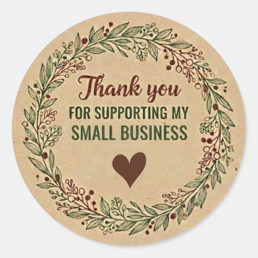 Rustic Thank You Business Sticker – Packaging Labe (Vorderseite)