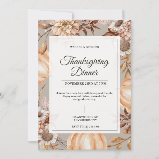 Rustic Thanksgiving Dinner Invitation Einladung (Vorderseite)