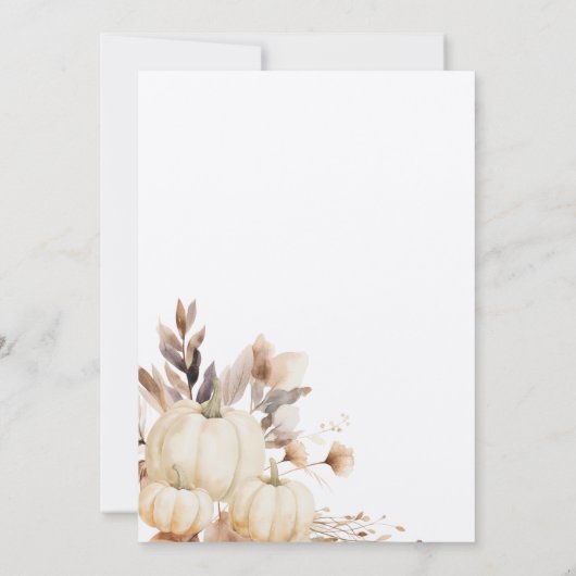 Rustic Thanksgiving Dinner Pumpkin Einladung (Rückseite)
