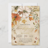 Rustic Thanksgiving Dinner Pumpkin Invitation Einladung (Vorderseite)