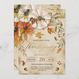 Rustic Thanksgiving Dinner Pumpkin Invitation Einladung