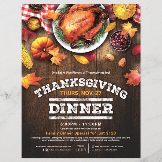Rustic Thanksgiving Restaurant Dinner Special Flyer (Vorne)