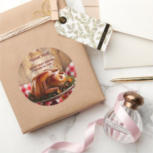 Rustic Thanksgiving Roasted Turkey Babyparty Runder Aufkleber