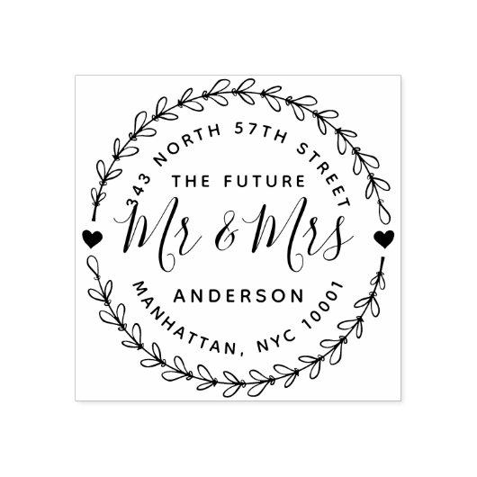 Rustic The Future Mr. & Mrs. Wedding Rücksendeadre Gummistempel (Prägung)