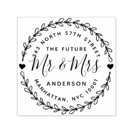 Rustic The Future Mr. & Mrs. Wedding Rücksendeadre Permastempel