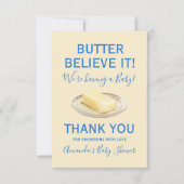 Rustic Theme Butter Yellow Blue Baby Shower  Dankeskarte (Vorderseite)