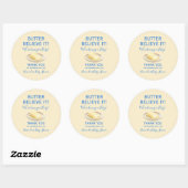 Rustic Theme Butter Yellow Blue Baby Shower  Runder Aufkleber (Blatt)