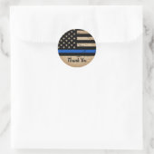 Rustic Thin Blue Line Flaggenpolizei Danke an Clas Runder Aufkleber (Tasche)