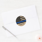 Rustic Thin Blue Line Flaggenpolizei Danke an Clas Runder Aufkleber (Umschlag)